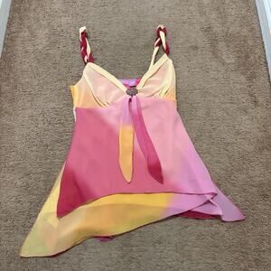 Speed Limit Y2K Fairycore Top Flowy Pink Yellow Size Small